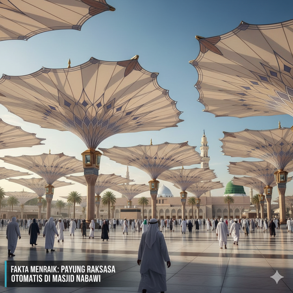 Fakta Menarik: Payung Raksasa Otomatis di Masjid Nabawi